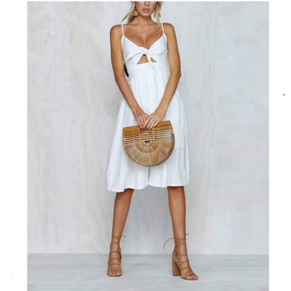 SOLD NEW UO Summer Tie Front Midi Button Sundress - Picture 3 of 7